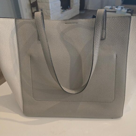 Michael Kors Pebbled Leather Shoulder Bag , White, Gray and Navy - Picture 2 of 5